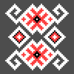 cross stitch element. Isolated ukrainian red pattern