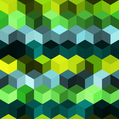 Hexagon grid seamless vector background. Bright polygons with bauhaus corners geometric graphic design. Trendy colors hexagon cells pattern for web or cover. Honeycomb shapes mosaic backdrop.