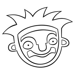 funny head. hand drawn vector monochrome outline cartoon character illustration with white background