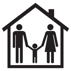 Happy family in a house.