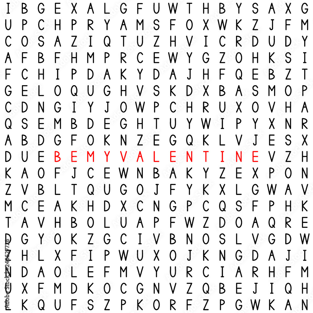 Wall mural be my valentine. find the words in the word puzzle.