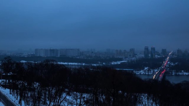 Timelapse, skyline, Kyiv, Ukraine.