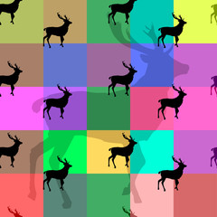 Seamless pattern with deer in the background