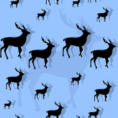 Seamless pattern with deer in the background