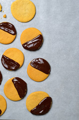 Cookies with Chocolate Glaze, Freshly Baked Cookies, Top View