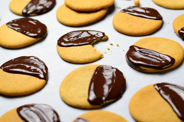 Cookies with Chocolate Glaze, Freshly Baked Cookies, Top View