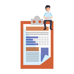 businessman sitting in clipboard document