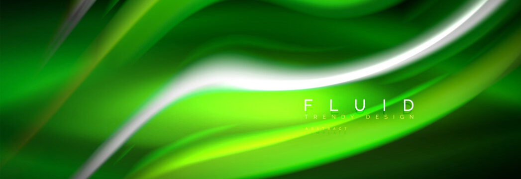 Fluid color neon wave lines background, neon liquid color futuristic paint template