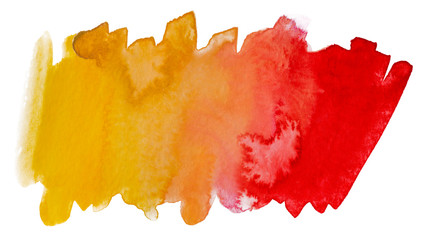 watercolor texture stain red yellow rectangle with abstract edges, for design. abstract isolated on white background, hand-drawn. high resolution texture photos