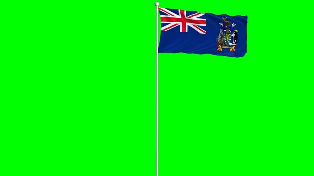 South Georgia and the South Sandwich Islands Flag Waving on Wind Loopable Green