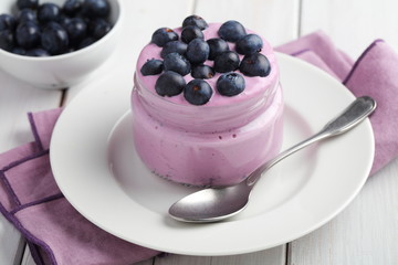 Blueberry yogurt with fresh berries