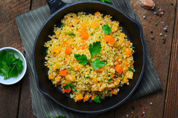 Bulgur with Pumpkin, Healthy Dinner, Vegetarian Food