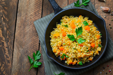 Bulgur with Pumpkin, Healthy Dinner, Vegetarian Food