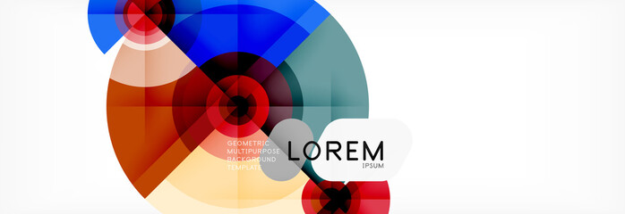 Obraz premium Minimal geometric circles and triangles abstract background, techno modern design, poster template