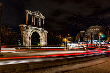 Light trails of moving cars