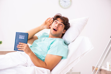 Young handsome man staying in hospital