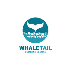 design with abstract symbol of whale and sea wave