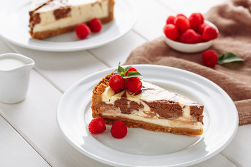 Marble Cheesecake Dessert with Raspberry Fruit