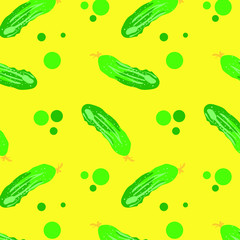 Yellow pattern with cucumbers