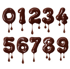 Numbers made of melted chocolate with falling drops in high resolution (part 2. Numbers)