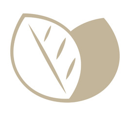 Vector stylized silhouette of autumn brown tree leaf isolated on white background. Eco sign, nature label. Decorative element for medical, nutrition, ecological brands.