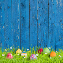 Easter background with painted eggs - 248534380