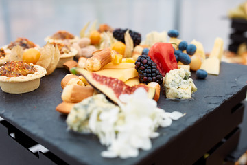 snacks of tartlets with different fillings 