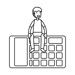 man with calculator math