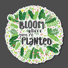 Vector lettering bloom where you are planted decor
