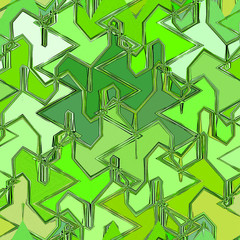 Abstract pattern with zigzag. Watercolor wave in green and  lime colors