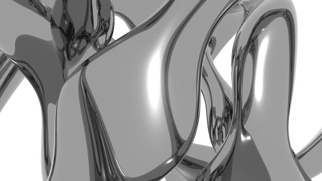 Anamorphic 3d render shiny figure with reflections rotates