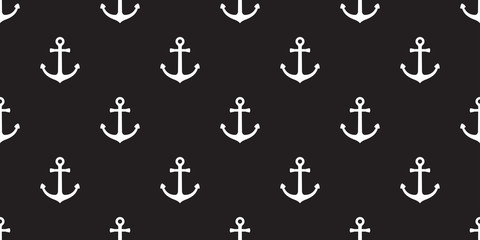 Anchor Seamless Pattern helm vector Nautical maritime isolated sea ocean boat background black