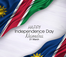 Vector illustration of Happy namibia Waving flags isolated on gray background.21 march.