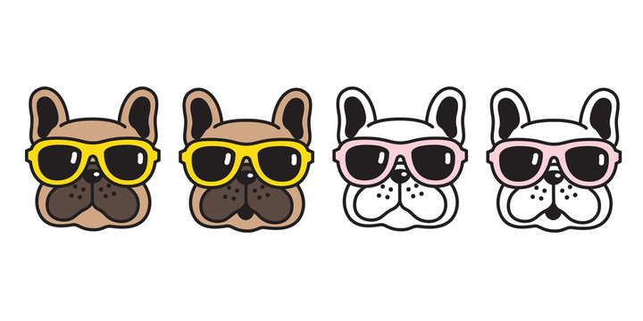 dog vector french bulldog sunglasses icon cartoon character puppy logo illustration brown