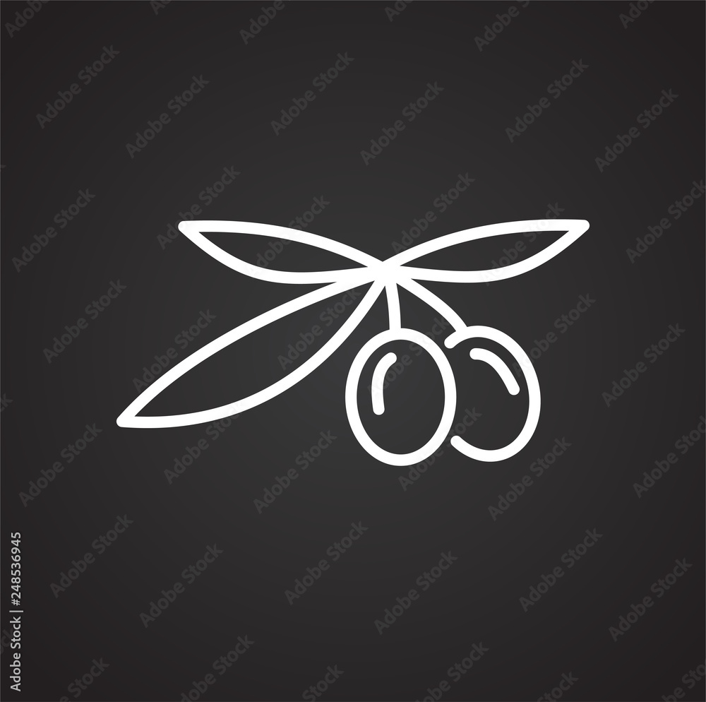 Poster olive line icon on black background for graphic and web design, modern simple vector sign. internet 