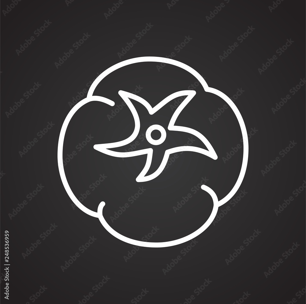 Poster tomato line icon on black background for graphic and web design, modern simple vector sign. internet