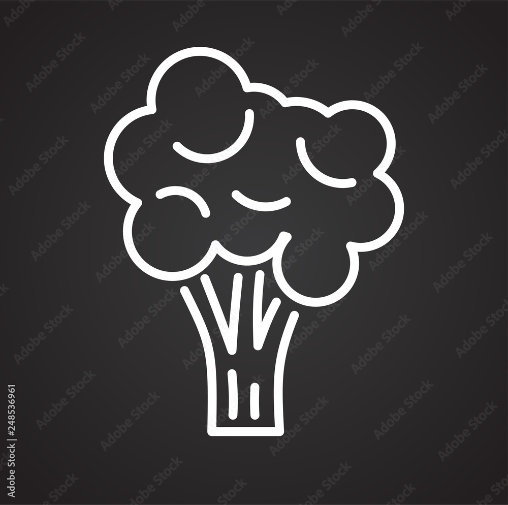 Poster broccoli line icon on black background for graphic and web design, modern simple vector sign. intern