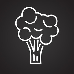 Broccoli line icon on black background for graphic and web design, Modern simple vector sign. Internet concept. Trendy symbol for website design web button or mobile app