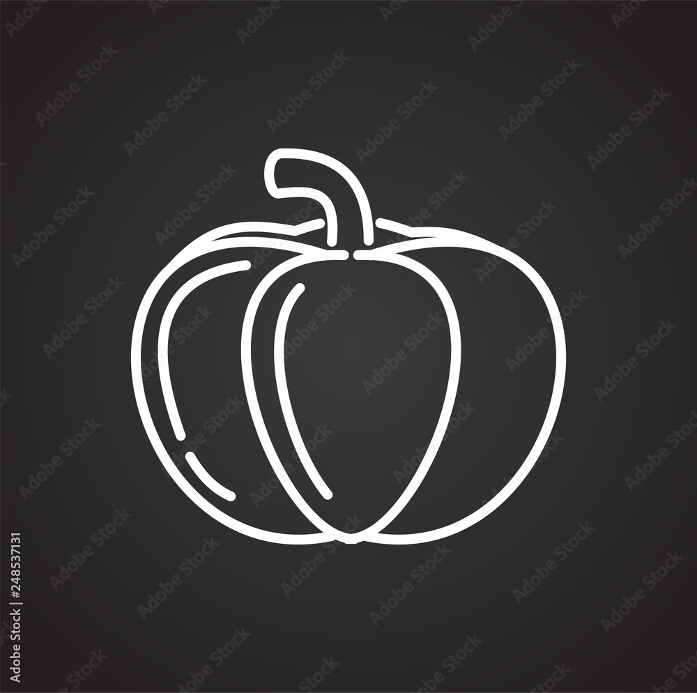 Poster pumpkin line icon on black background for graphic and web design, modern simple vector sign. interne
