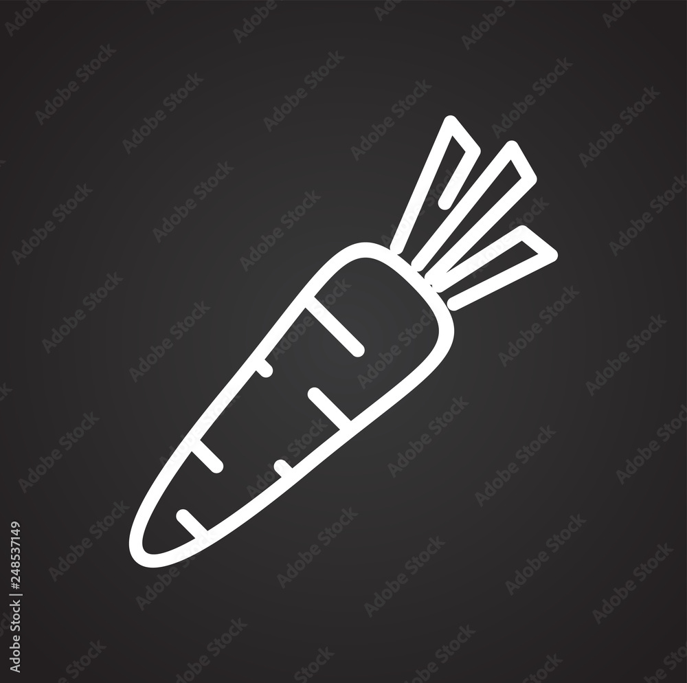 Poster carrot line icon on black background for graphic and web design, modern simple vector sign. internet