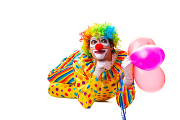 Male clown isolated on white