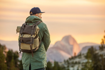 Hiker visit Yosemite national park in California