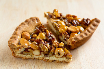 Two slices of tart with nuts