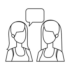 couple girls with speech bubble characters