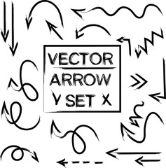 Isolated vector hand drawn arrows set on a white background