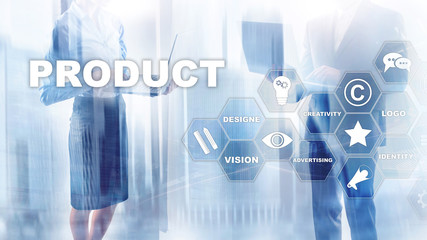 Fototapeta na wymiar Business Product Promotion Design Concept. Double exposure background.