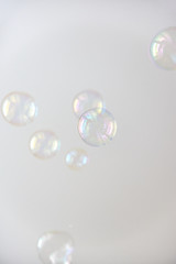 Photo of soap bubbles, creative background, selective focus