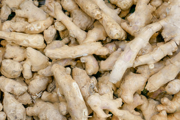 Fresh organic - ginger root, close up, above view