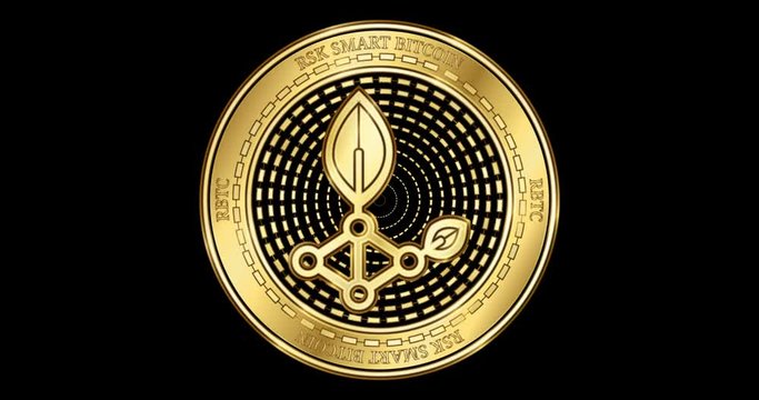 Animated RSK Smart Bitcoin (RBTC) cryptocurrency gold coin