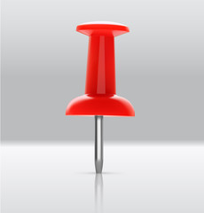 Red push pin. Thumbtack. Vector illustration. EPS10.